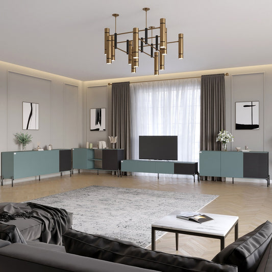 Комплект модульный для гостиной LION Грей 4 элемента с черными металлическими ножками Гранит серый/Асфальт (LION-042707)