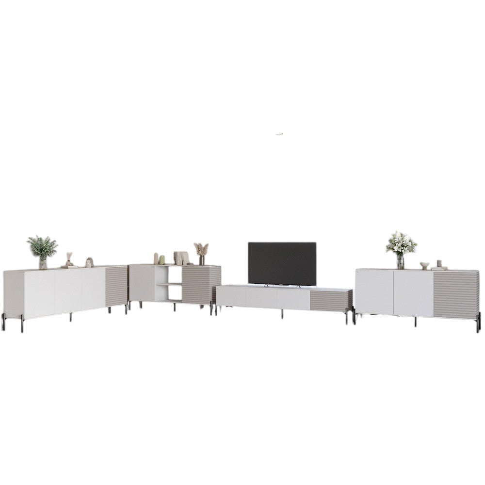 Комплект модульный для гостиной LION Грей 4 элемента с черными металлическими ножками Нимфея Альба (белый)/Кашемир (LION-042846)