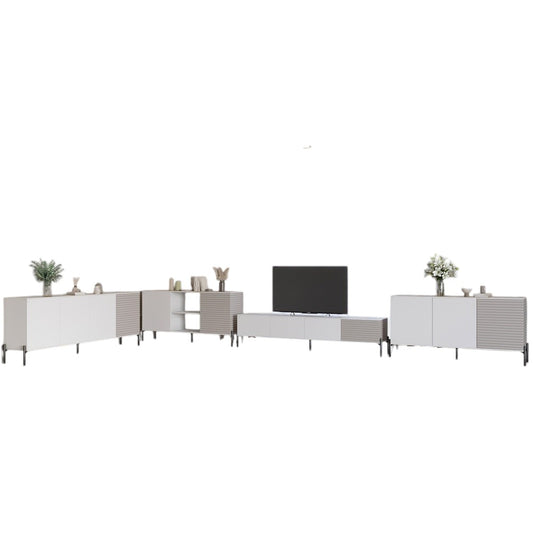 Комплект модульный для гостиной LION Грей 4 элемента с черными металлическими ножками Нимфея Альба (белый)/Кашемир (LION-042846)