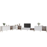 Комплект модульный для гостиной LION Грей 4 элемента с золотыми металлическими ножками Нимфея Альба (белый)/Дерево (LION-042892)