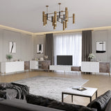 Комплект модульный для гостиной LION Грей 4 элемента с золотыми металлическими ножками Нимфея Альба (белый)/Дерево (LION-042892)