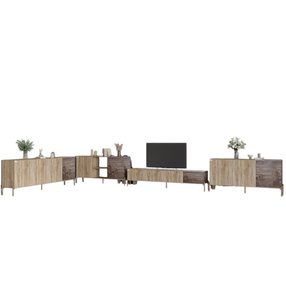 Комплект модульный для гостиной LION Грей 4 элемента с золотыми металлическими ножками Дуб сонома трюфель/Дерево (LION-042882)