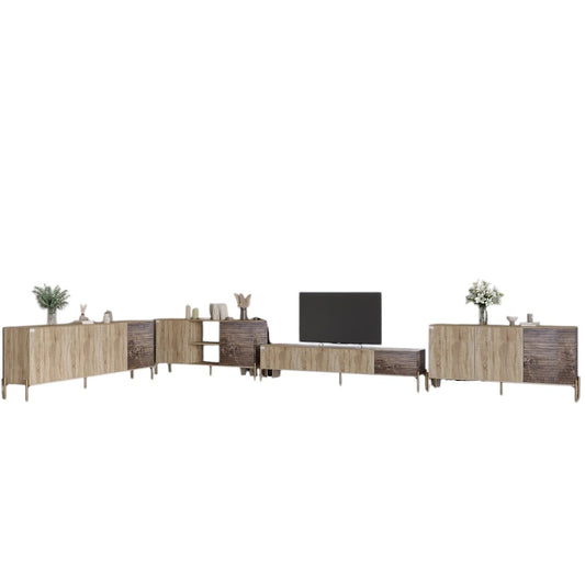 Комплект модульный для гостиной LION Грей 4 элемента с золотыми металлическими ножками Дуб сонома трюфель/Дерево (LION-042882)