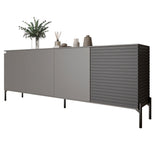 Комод в гостиную на черных металлических ножках LION Грей 204x38x76,5 см Антрацит/Асфальт (LION-042373)