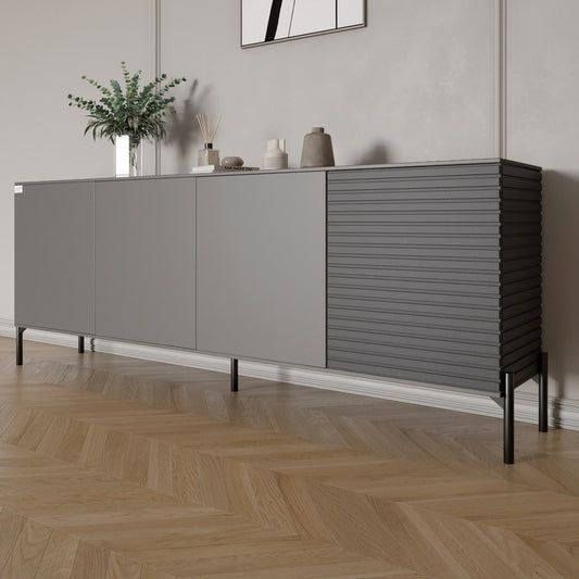 Комод в гостиную на черных металлических ножках LION Грей 204x38x76,5 см Антрацит/Асфальт (LION-042373)