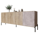 Комод в гостиную на черных металлических ножках LION Грей 204x38x76,5 см Дуб сонома трюфель/Камень (LION-042616)