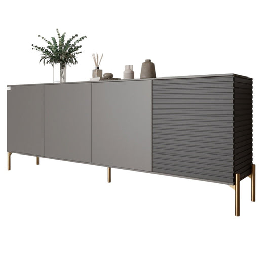 Комод на золотых металлических ножках LION Грей 204x38x76,5 см Антрацит/Асфальт (LION-042666)