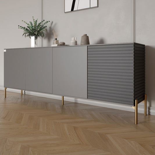 Комод на золотых металлических ножках LION Грей 204x38x76,5 см Антрацит/Асфальт (LION-042666)