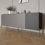 Комод на золотых металлических ножках LION Грей 204x38x76,5 см Антрацит/Асфальт (LION-042666)