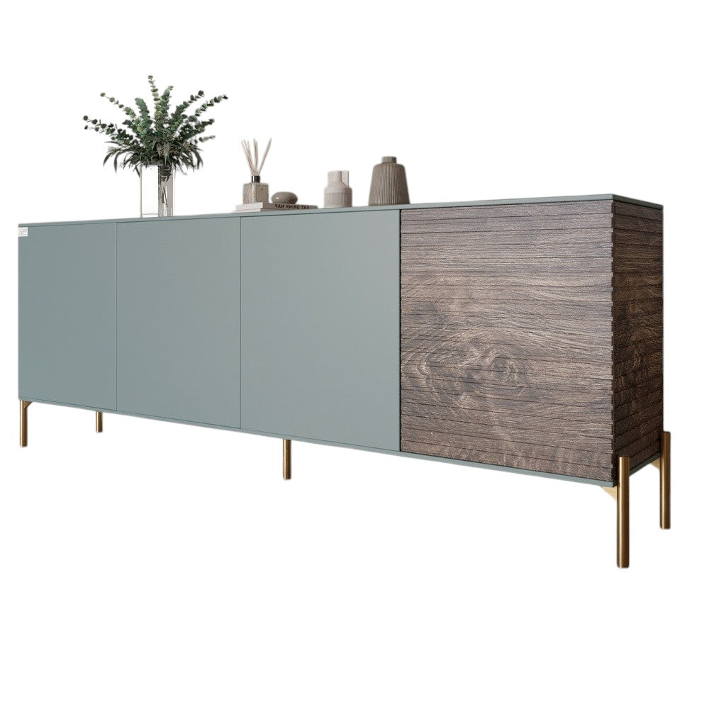 Комод на золотых металлических ножках LION Грей 204x38x76,5 см Гранит серый/Дерево (LION-042656)