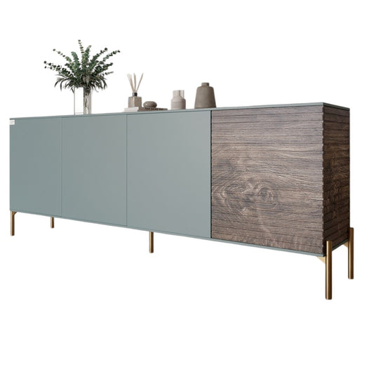 Комод на золотых металлических ножках LION Грей 204x38x76,5 см Гранит серый/Дерево (LION-042656)