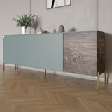 Комод на золотых металлических ножках LION Грей 204x38x76,5 см Гранит серый/Дерево (LION-042656)