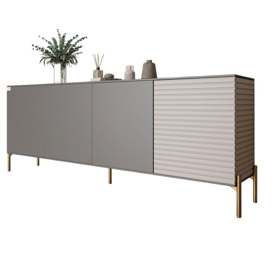 Комод на золотых металлических ножках LION Грей 204x38x76,5 см Антрацит/Кашемир (LION-042636)