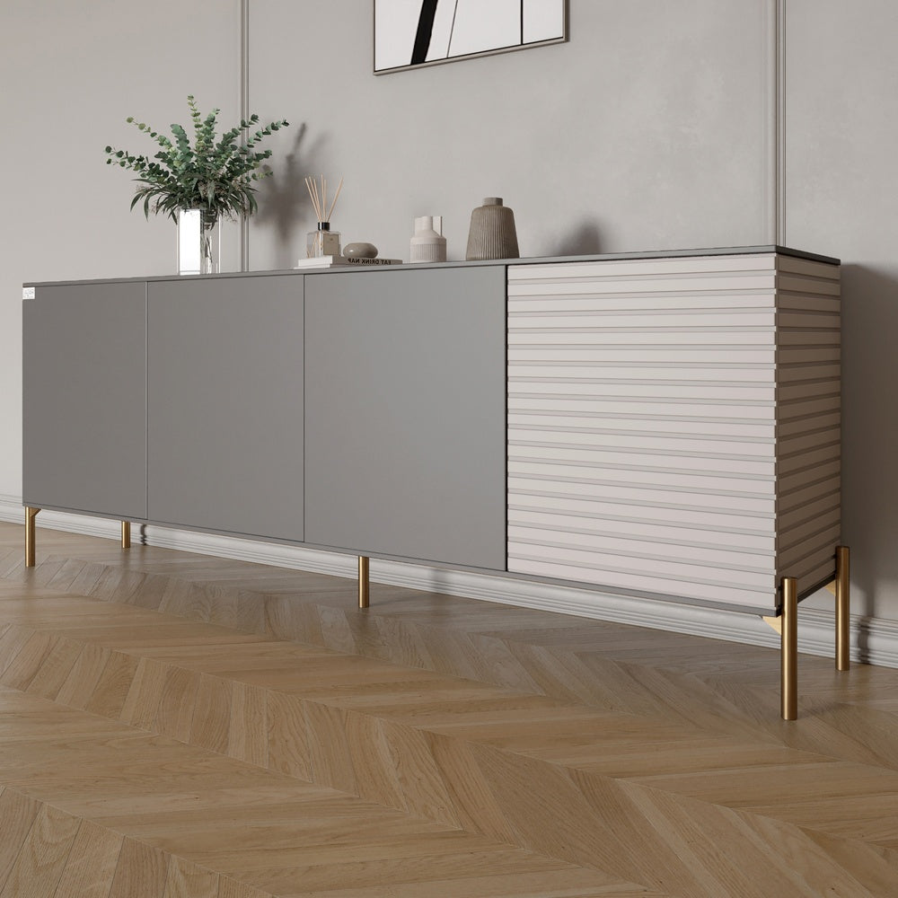 Комод на золотых металлических ножках LION Грей 204x38x76,5 см Антрацит/Кашемир (LION-042636)