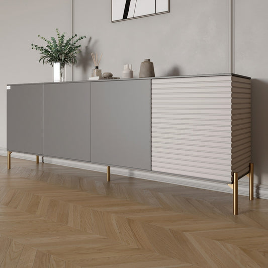 Комод на золотых металлических ножках LION Грей 204x38x76,5 см Антрацит/Кашемир (LION-042636)