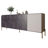 Комод на золотых металлических ножках LION Грей 204x38x76,5 см Бетон темный/Кашемир (LION-042646)