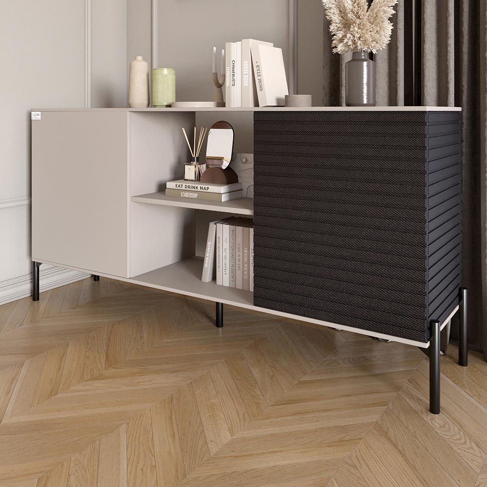 Комод открытый на черных металлических ножках LION Грей Кашемир/Асфальт (LION-042721)