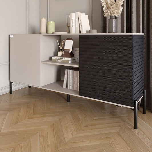 Комод открытый на черных металлических ножках LION Грей Кашемир/Асфальт (LION-042721)