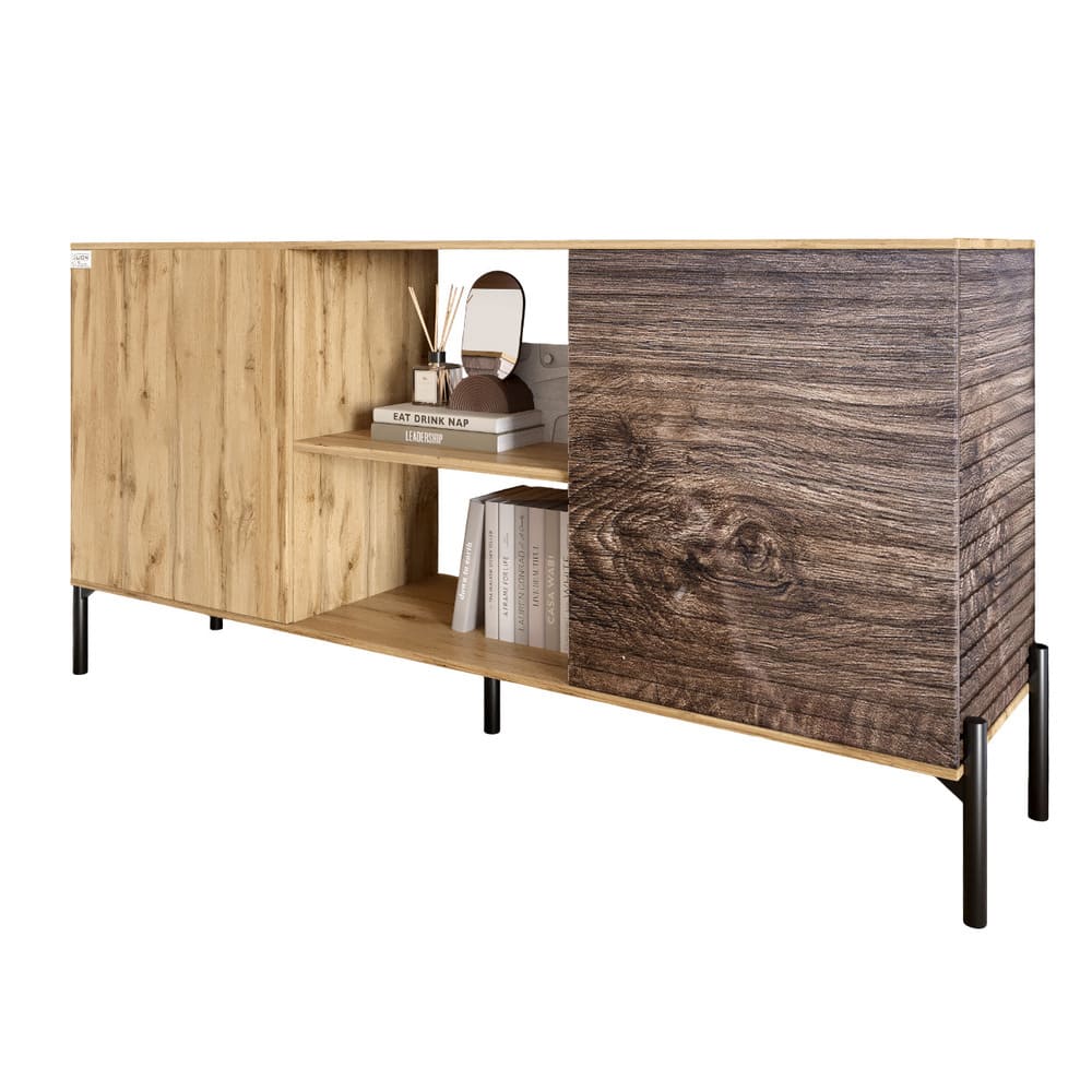 Комод открытый на черных металлических ножках LION Грей Дуб Аппалачи/Дерево (LION-042761)