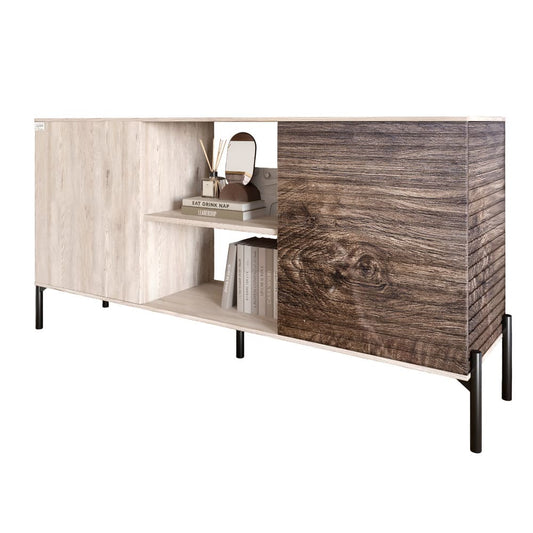 Комод открытый на черных металлических ножках LION Грей Самоа дымчатый/Дерево (LION-042771)