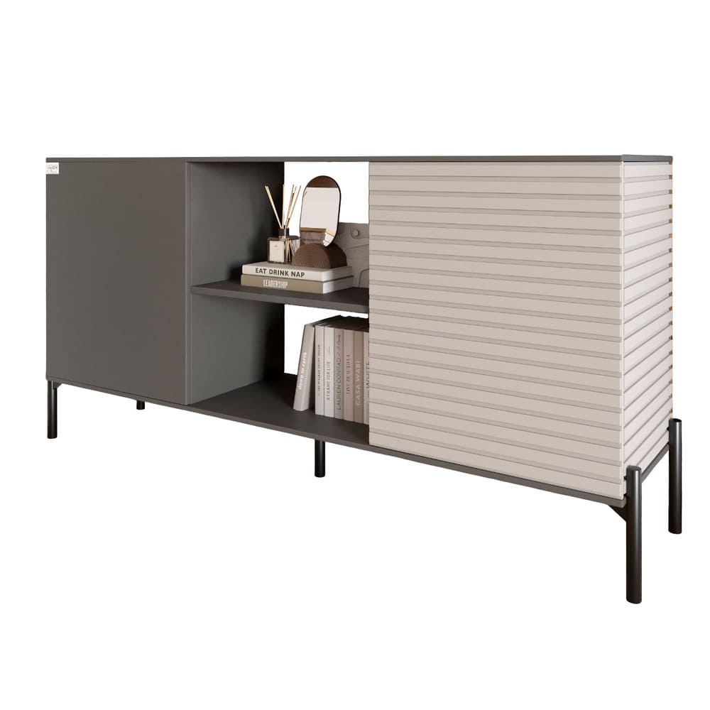 Комод открытый на черных металлических ножках LION Грей Антрацит/Кашемир (LION-042862)