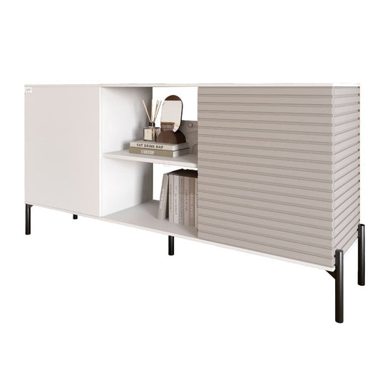 Комод открытый на черных металлических ножках LION Грей Нимфея Альба/Кашемир (LION-042872)