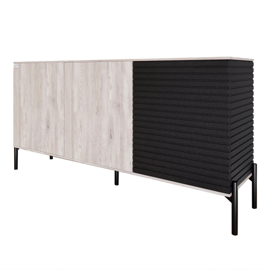 Комод закрыт в гостиную на черных металлических ножках LION Грей Самоа Дымчатый/Асфальт 1540x380x765 (LION-041570)