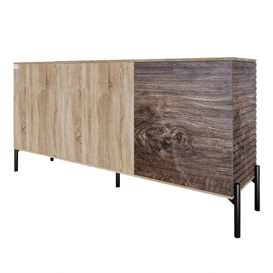 Комод закрыт в гостиную на черных металлических ножках LION Грей 154x38x76,5 см Дуб сонома/Дерево (LION-041782)
