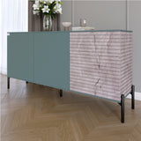 Комод закрыт в гостиную на черных металлических ножках LION Грей 154x38x76,5 см Гранит серый/Камень (LION-041792)