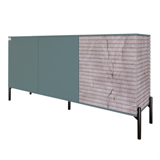 Комод закрыт в гостиную на черных металлических ножках LION Грей 154x38x76,5 см Гранит серый/Камень (LION-041792)