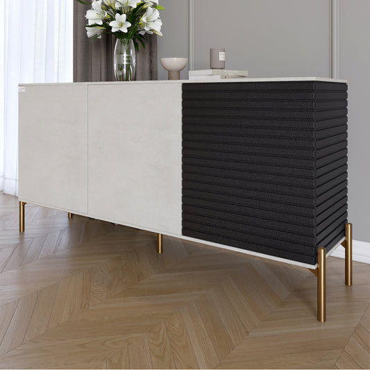 Комод закрыт в гостиную на золотых металлических ножках LION Грей 154x38x76,5 см Бетон Style/Асфальт (LION-041819)