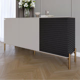 Комод закрыт в гостиную на золотых металлических ножках LION Грей 154x38x76,5 см Кашемир/Асфальт (LION-041828)