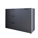 Комод LION Краш с тремя выдвижными ящиками и закрытыми полками Антрацит (LION-044141) ТОП