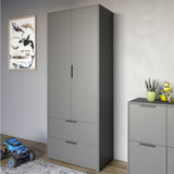 Шкаф распашный двухдверный LION Краш с 2 ящиками Антрацит (LION-044001)