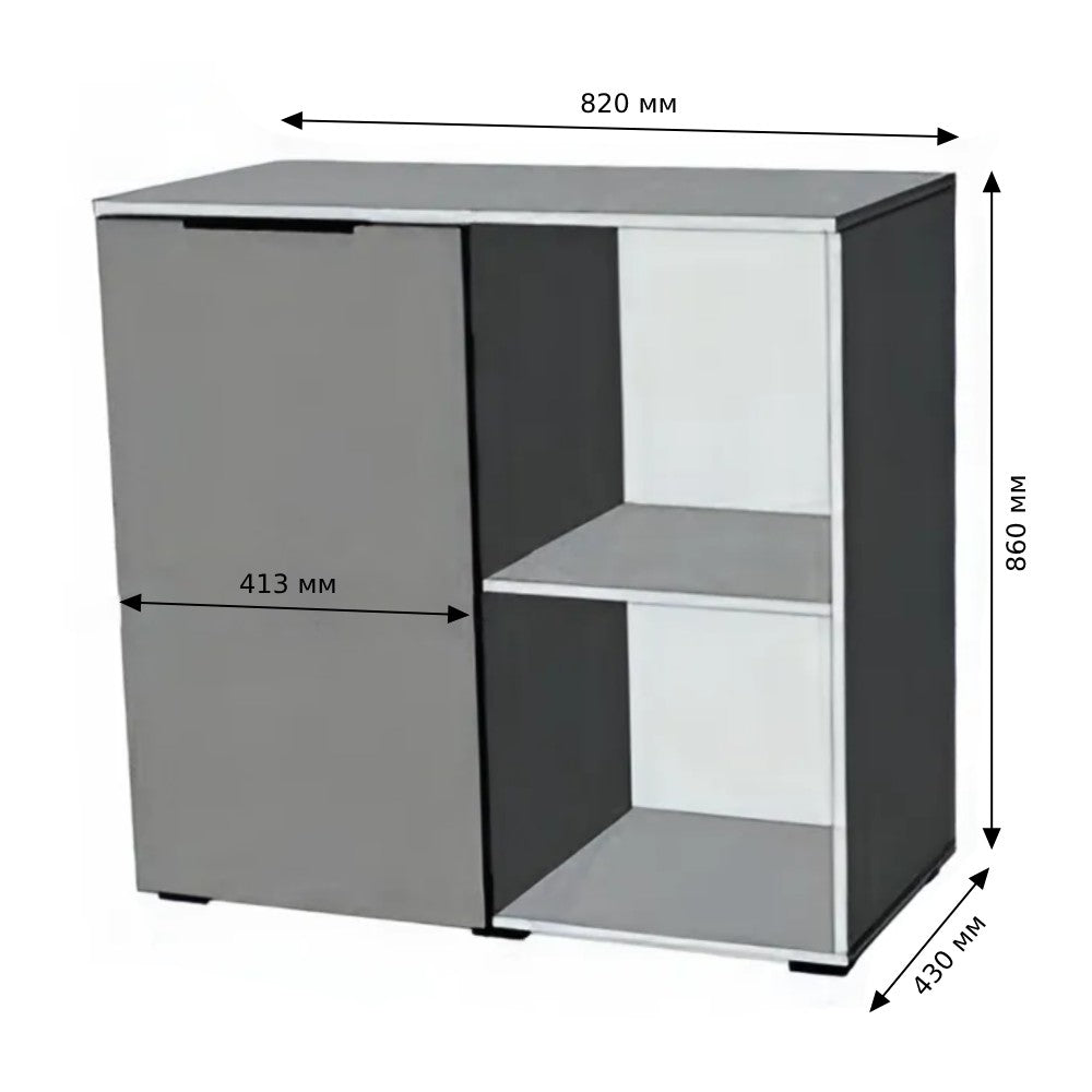 Тумба однодверная LION Краш 82x43x86 см Антрацит (LION-044101)
