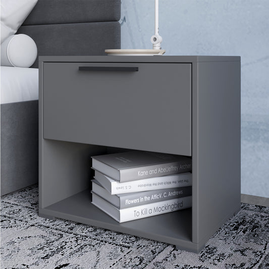 Тумба прикроватная LION Краш с выдвижным ящиком Антрацит (LION-044121) ТОП