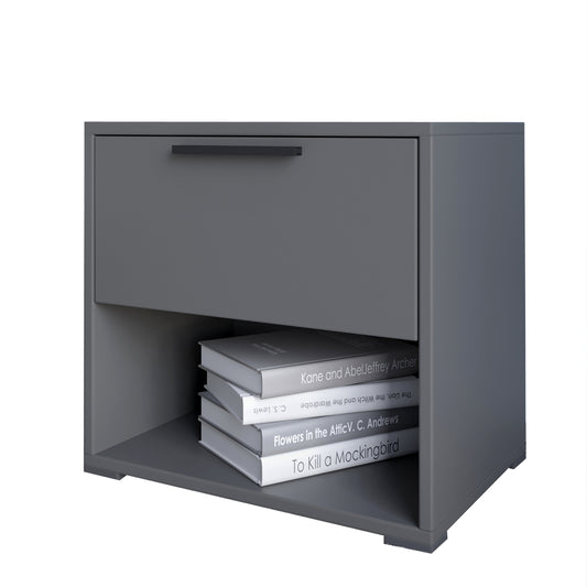 Тумба прикроватная LION Краш с выдвижным ящиком Антрацит (LION-044121) ТОП