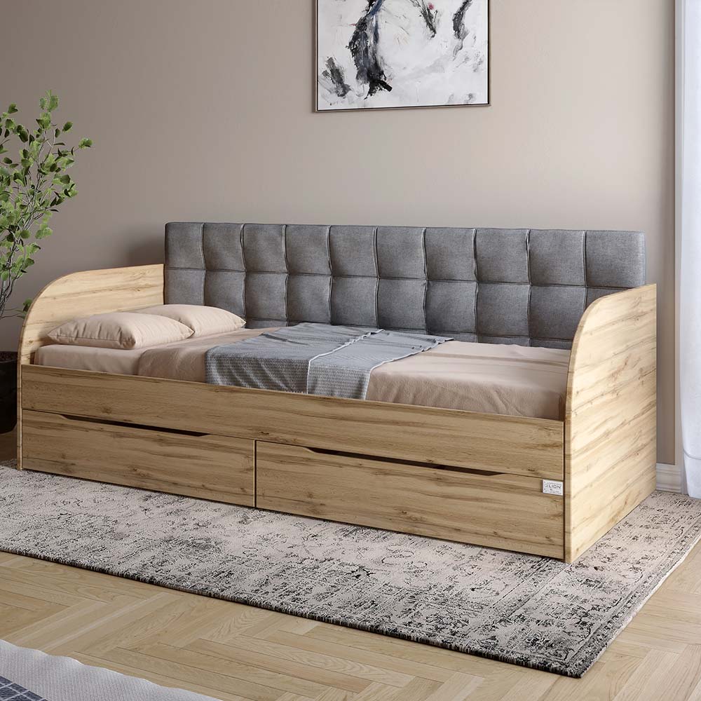 Детская односпальная кровать LION Л-7 с ящиками и ламелями Лили-95 80x190 см Дуб аппалачи (LION-044230)