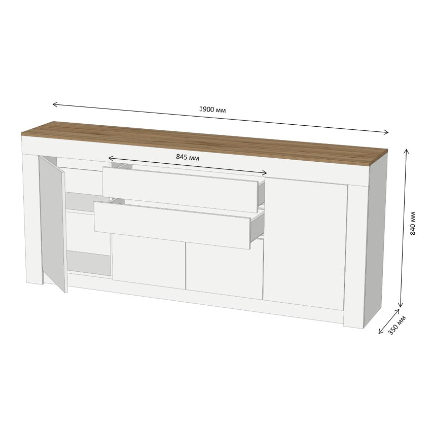 Большой комод LION Ларри-2 Нимфея альба/Бетон Style (LION-041059)