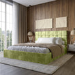 Двуспальная деревянная кровать с мягким изголовьем LION Пикси Silk 201 (фисташковая) 180х200 см (LION-044260)