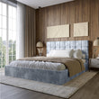 Двуспальная деревянная кровать с мягким изголовьем и подъемным механизмом LION Пикси Silk 302 (Мраморный) 160х200 см (LION-044278)