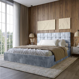 Двуспальная деревянная кровать с мягким изголовьем и подъемным механизмом LION Пикси Silk 302 (Мраморный) 160х200 см (LION-044278)