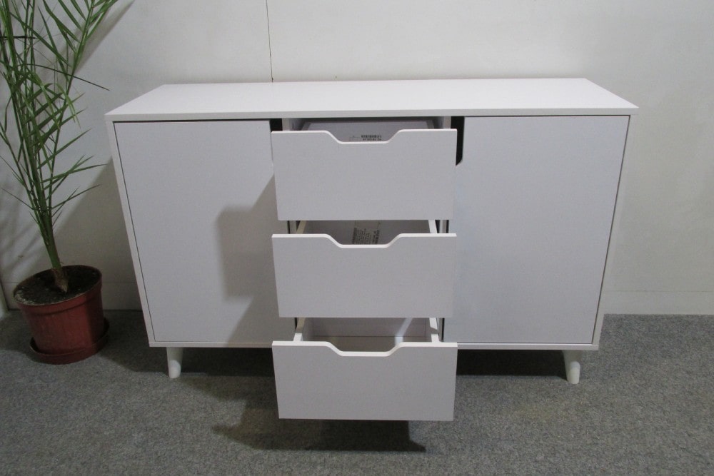 Комод в гостиную с ножками в цвете Орех светлый М-ЗОН Борн 1200 Нимфея Альба (белый) (MZN-031097)