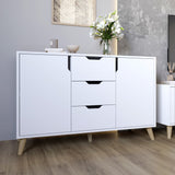 Комод в гостиную с ножками в цвете Орех светлый М-ЗОН Борн 1200 Нимфея Альба (белый) (MZN-031097)