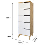 Комод высокий с черными ножками 5 ящиков М-ЗОН Борн 500 Дуб Артизан (MZN-031107)