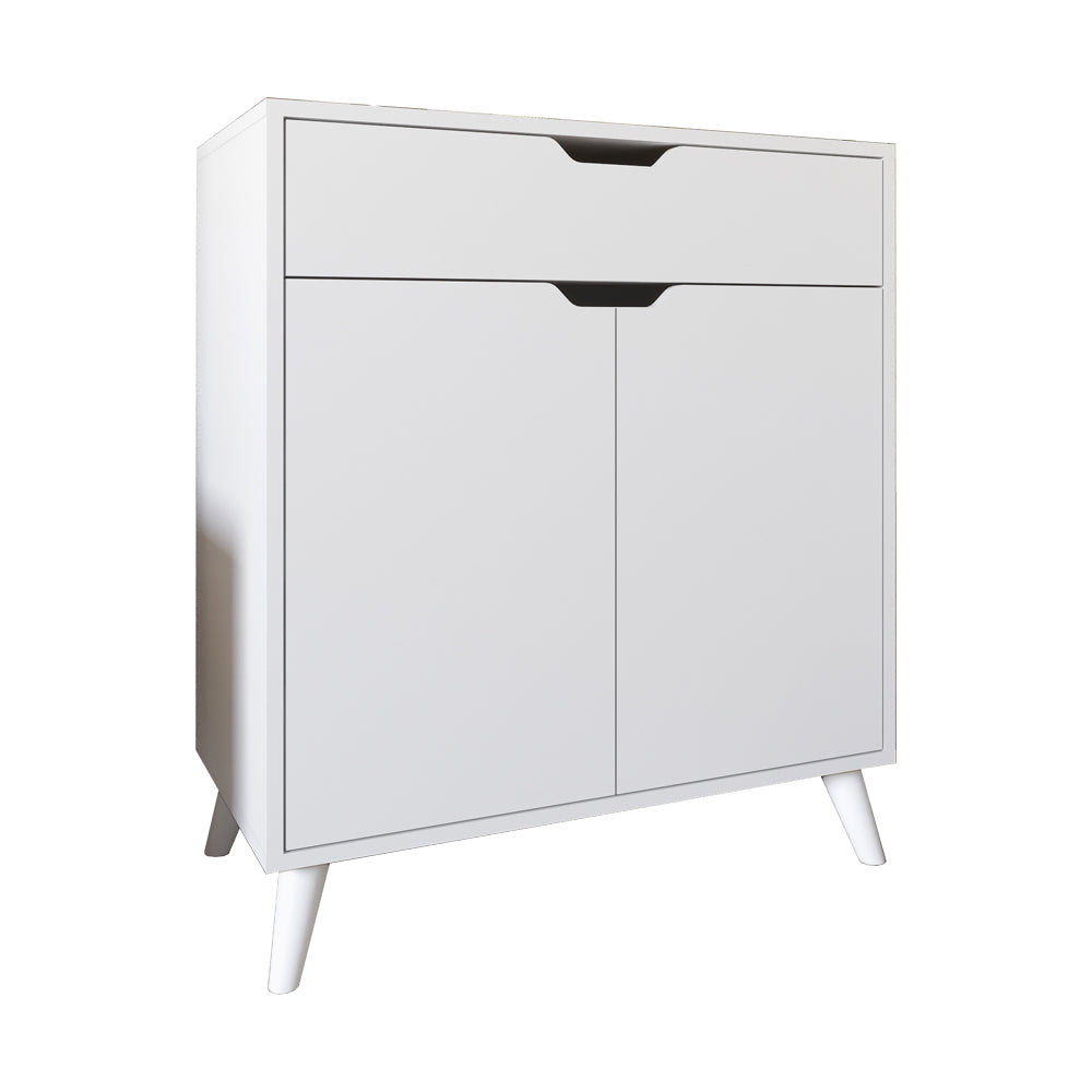 Комод в гостиную с белыми ножками М-ЗОН Борн 750 Нимфеа Альба (белый) (MZN-031043)