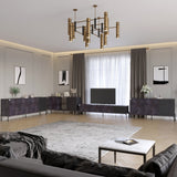 Комплект модульный для гостиной LION Грей 4 элемента с черными металлическими ножками Бетон темный/Асфальт (LION-042708)