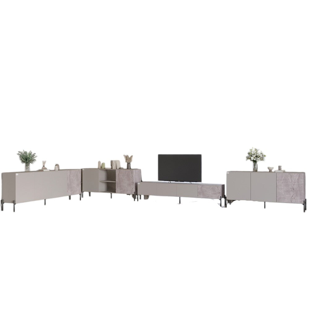 Комплект модульный для гостиной LION Грей 4 элемента с черными металлическими ножками Кашемир/Камень (LION-042822)