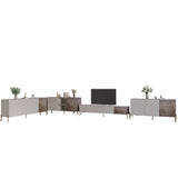 Комплект модульный для гостиной LION Грей 4 элемента с золотыми металлическими ножками Кашемир/Дерево (LION-042883)