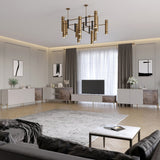 Комплект модульный для гостиной LION Грей 4 элемента с золотыми металлическими ножками Кашемир/Дерево (LION-042883)